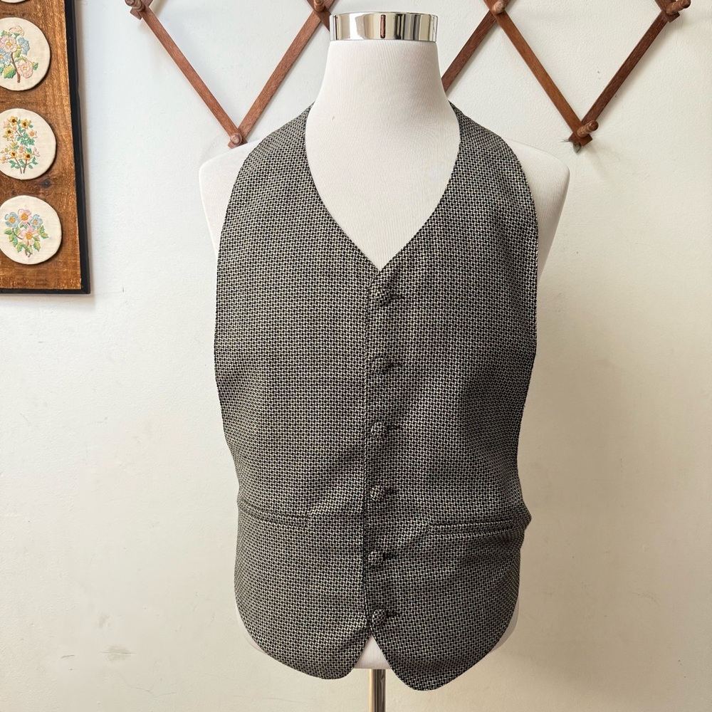 Vintage Textured Wool Patterned Backless Waistcoa… - image 2